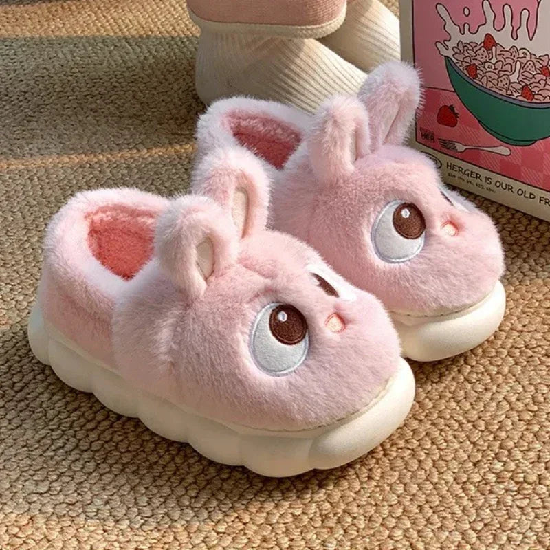 Women’s Cute Plush Flannel Indoor Winter Rabbit Slippers
