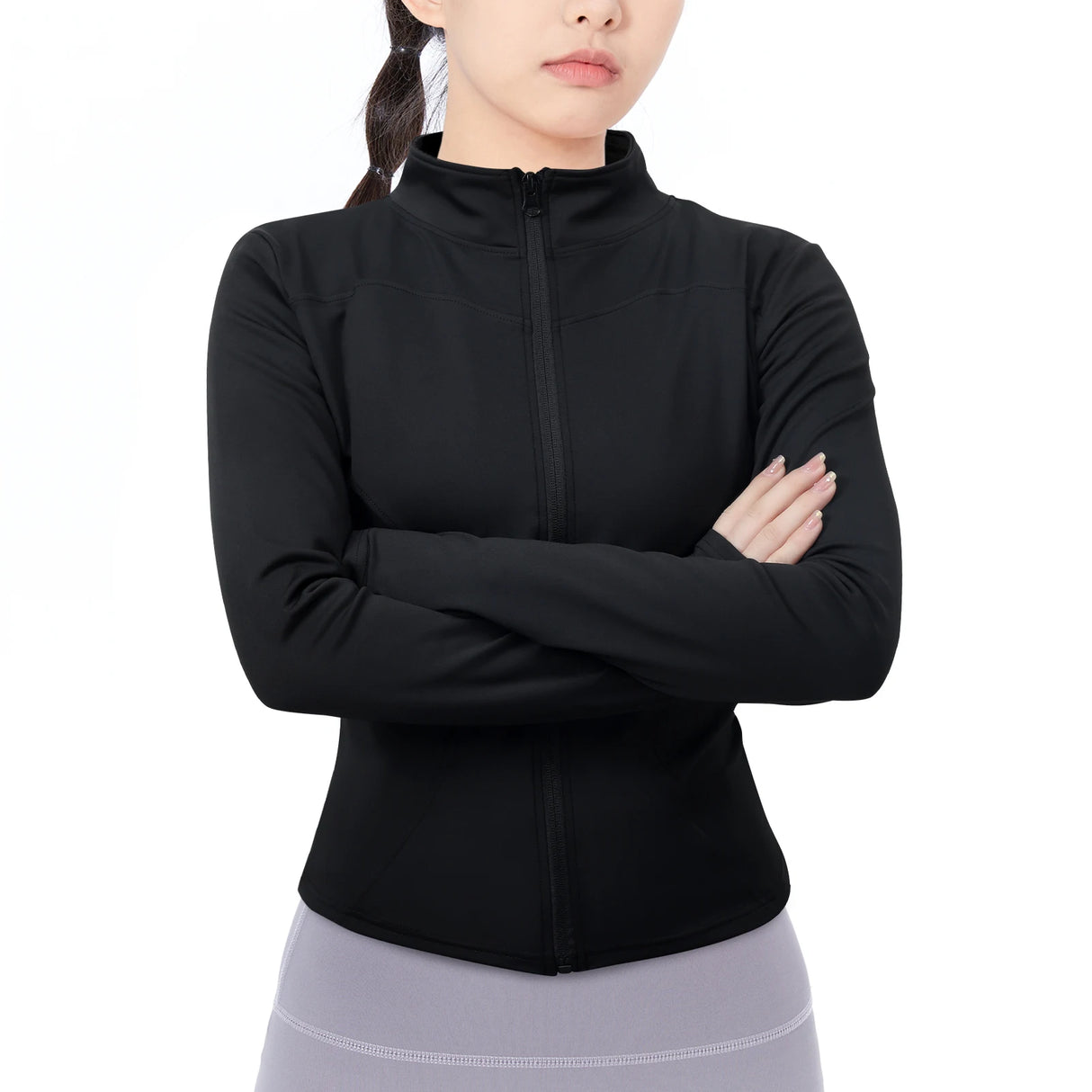 Lightweight Full-Zip Thumb Hole Women's Workout Jacket