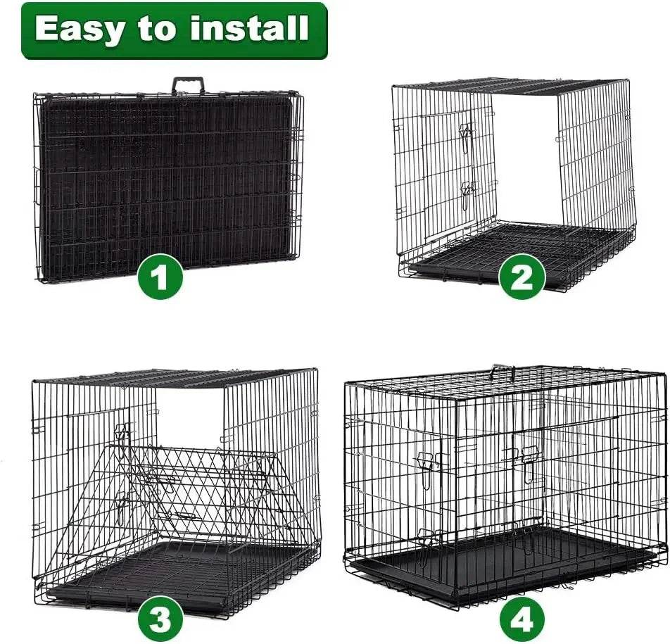 42-Inch Folding Heavy Duty Metal Wire Dog Crate - Sleep Galleria