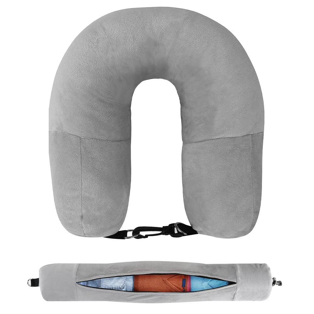 Travel Neck Pillow With Velvet Cover And Storage Bag - Omega Lifestyles
