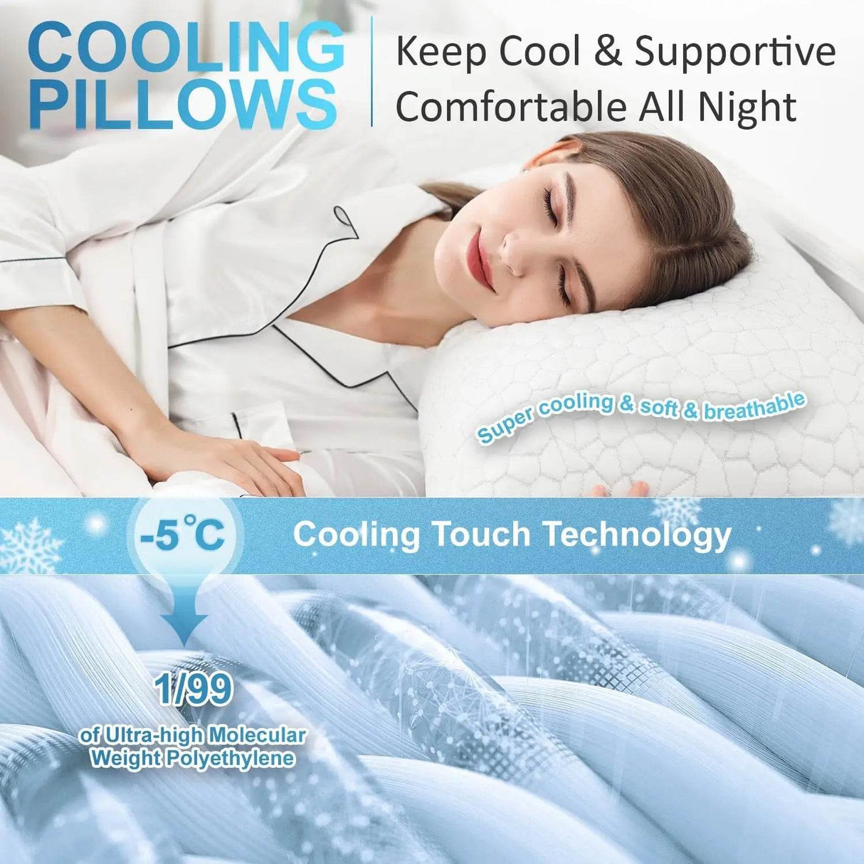 Set of 2 Cooling Gel Memory Foam Pillows - Sleep Galleria
