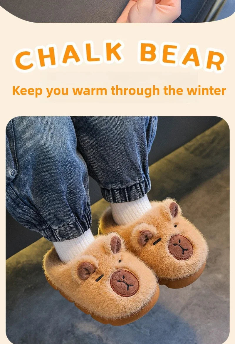 Kids Plush Anti-Slip Winter Warm Cotton Slippers
