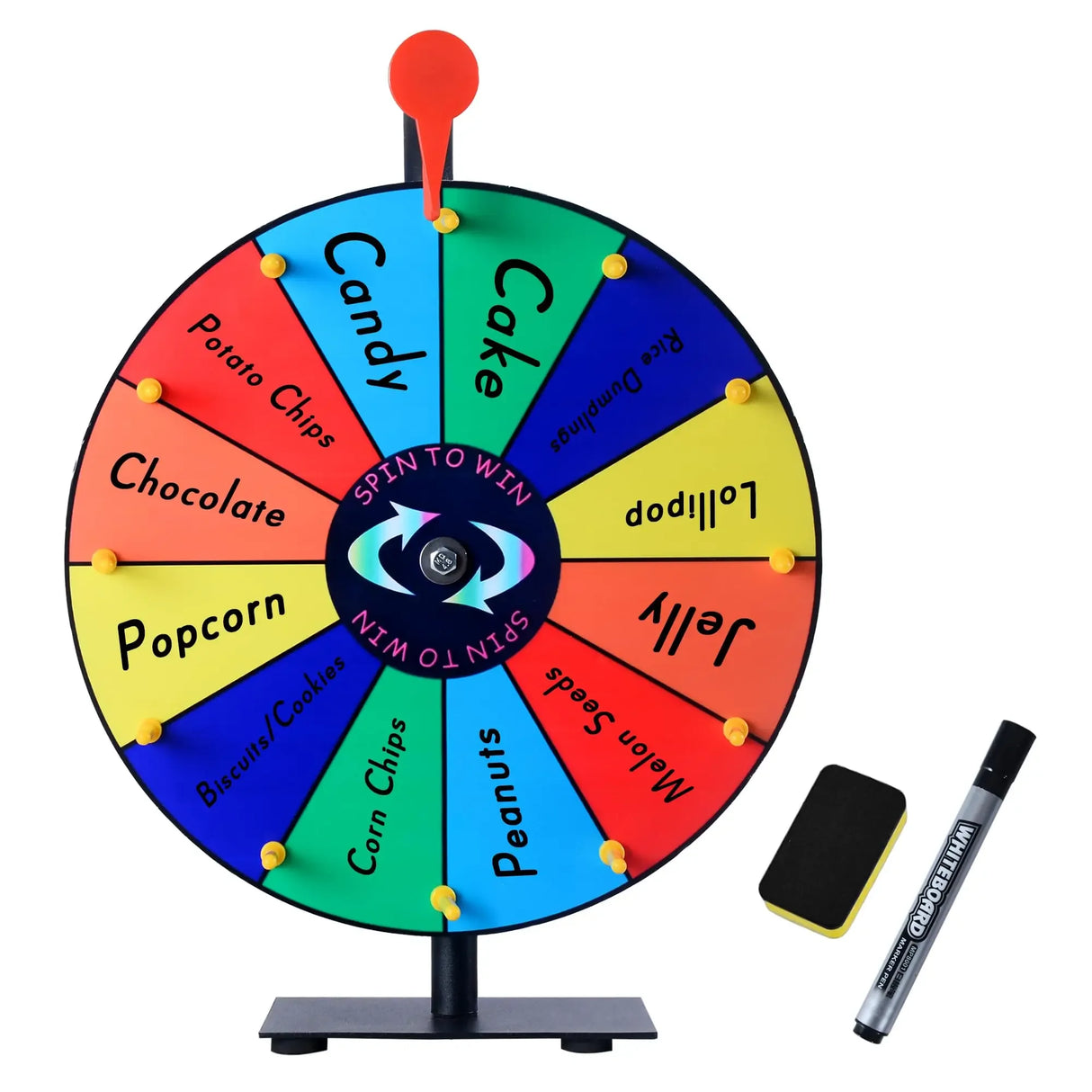 12-Slot Metal Prize Wheel Spinner with Stand - Omega Lifestyles