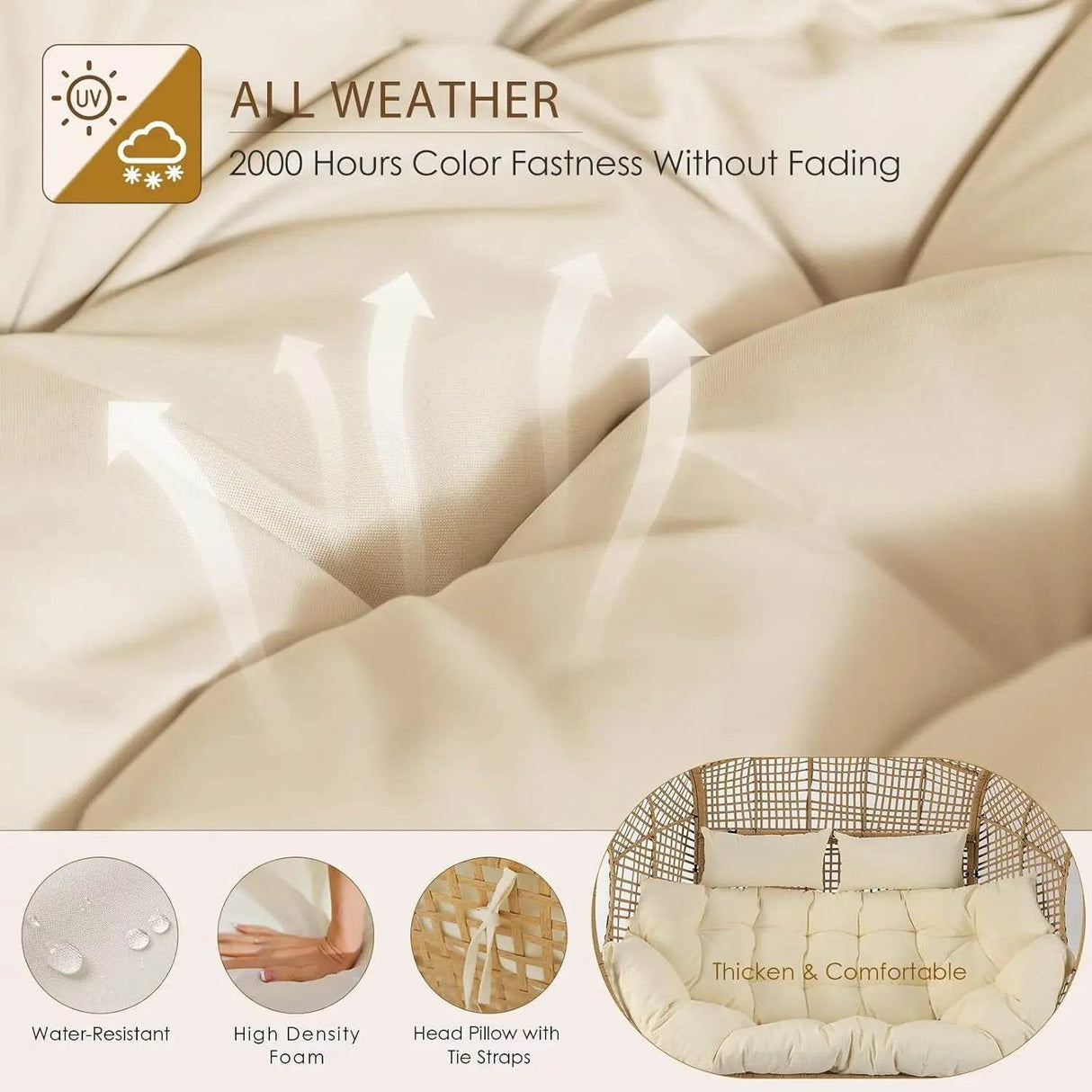 Oversized Double Egg Chair With Cushions - Omega Lifestyles