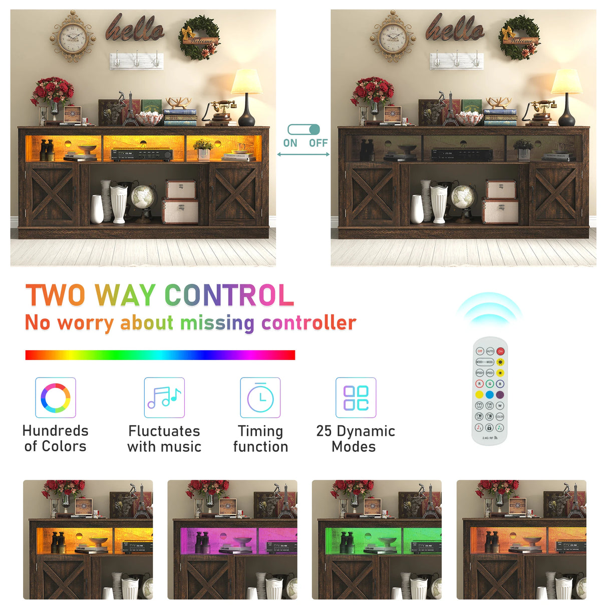 Farmhouse Living Room Fireplace TV Stand Console