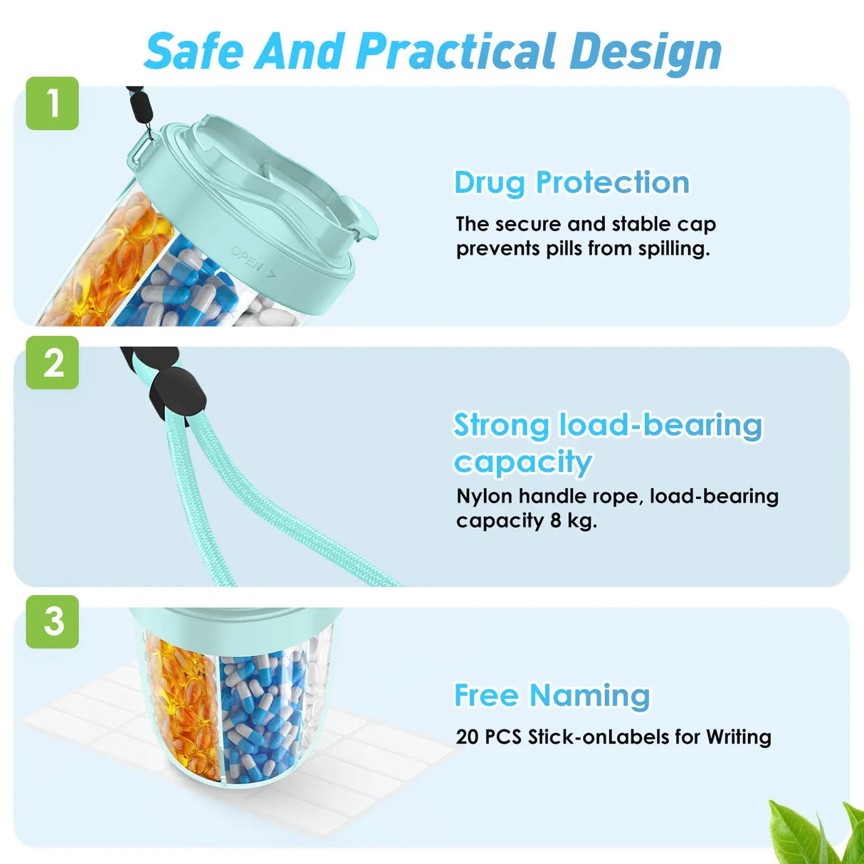 Large Capacity BPA-Free 7-Compartment Pill Dispenser - Omega Lifestyles