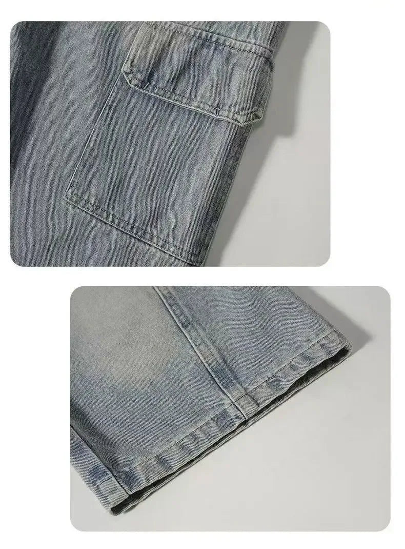 Children’s Loose Fit Mid Waist Big Pocket Straight Jeans - Omega Lifestyles