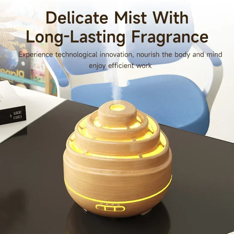 Ultrasonic Wood Grain Aroma Diffuser With Colorful LED Light - Omega Lifestyles
