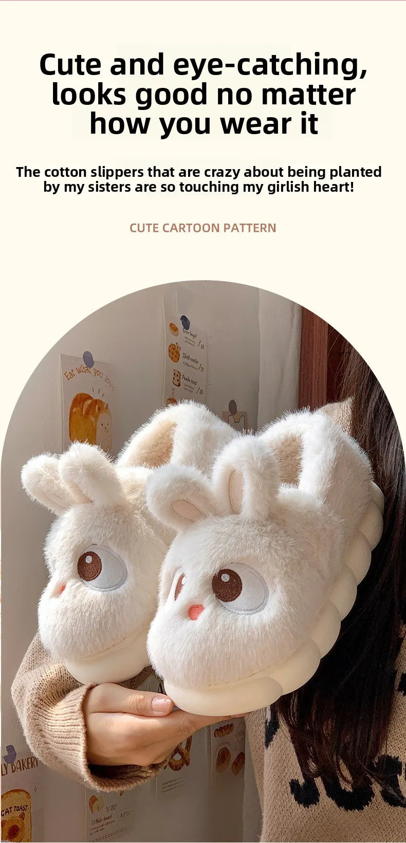 Women’s Cute Plush Flannel Indoor Winter Rabbit Slippers