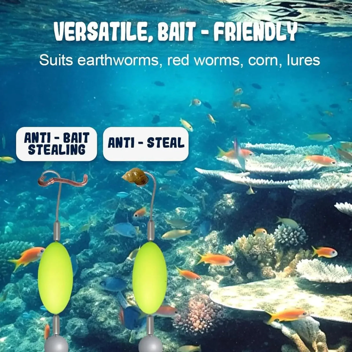 Set Of 10 Steel Alloy Double Reverse Fishing Hooks Rig - Omega Lifestyles