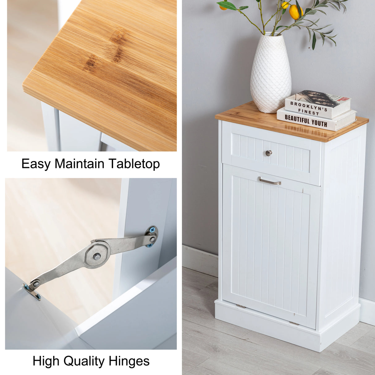 Multifunctional Tilt Out Kitchen Trash Cabinet With Cutting Board