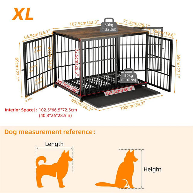 Multifunctional Wooden Dog Crate With Removable Tray - Omega Lifestyles
