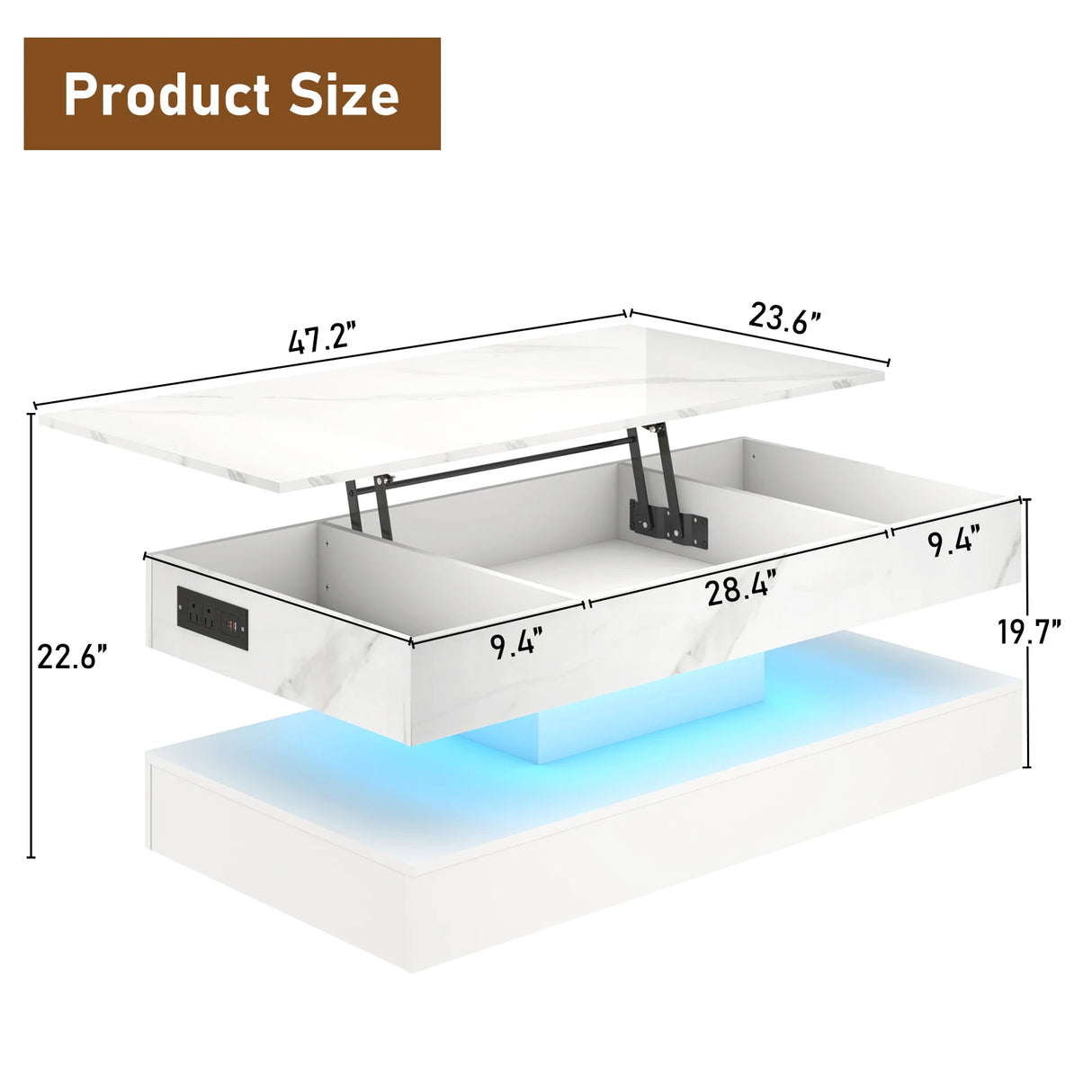 Modern LED Coffee Table With Storage And Lighting