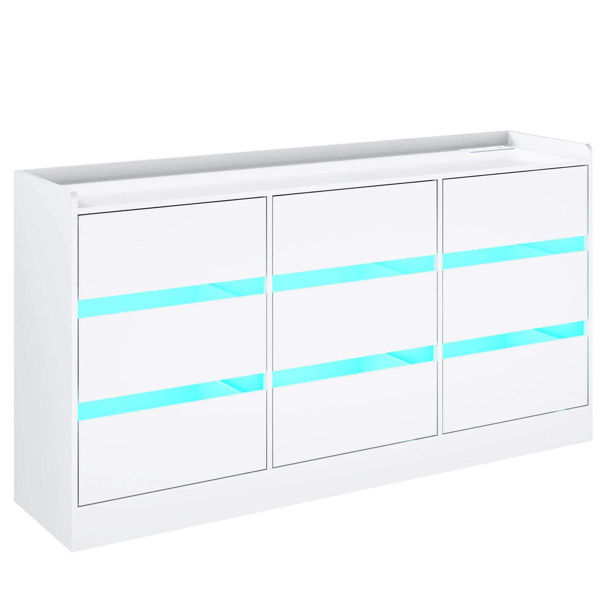 9-Drawer Wooden Dresser With LED Lights And Charging Station