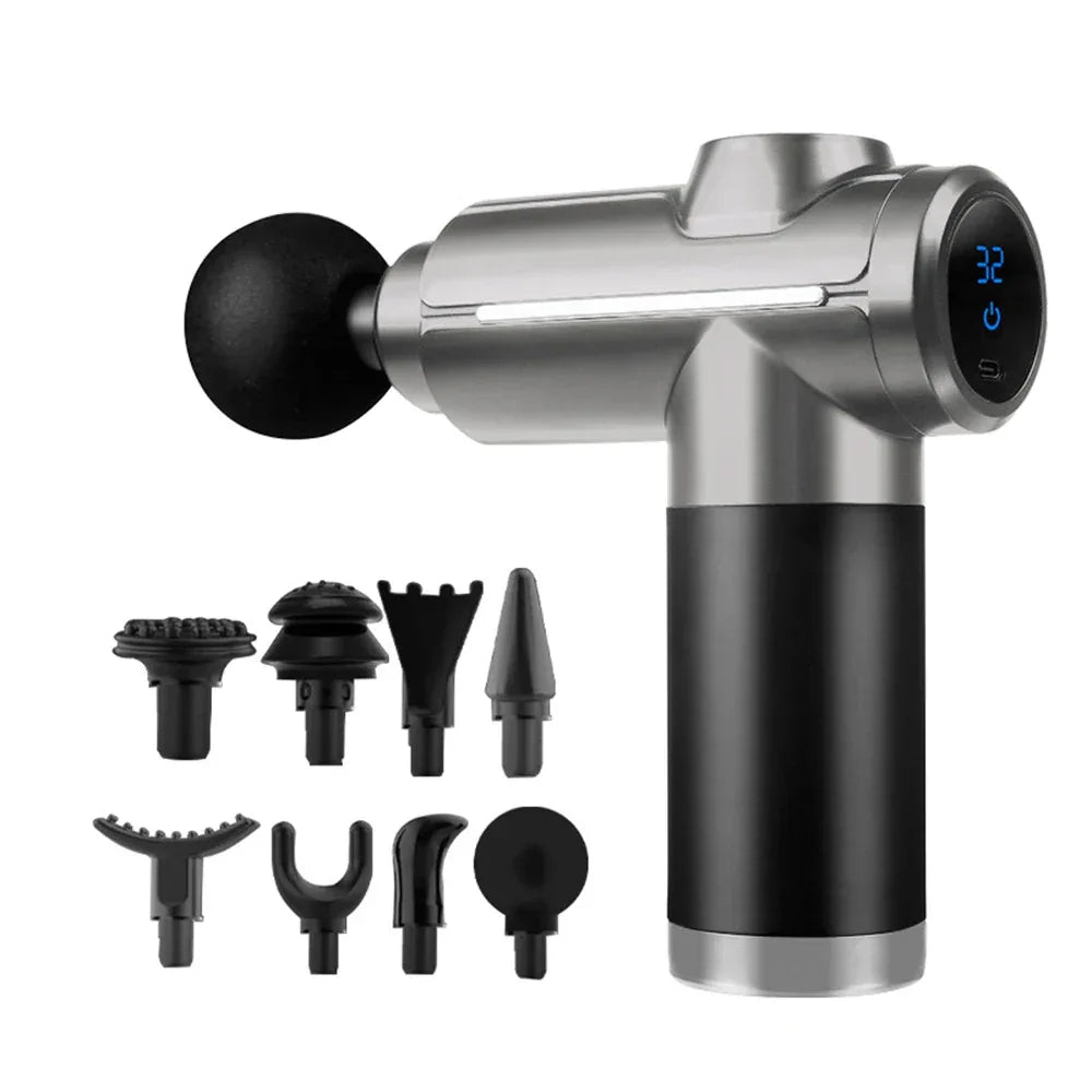 Electric Massage Gun With 8 Heads Touch Screen - Omega Lifestyles