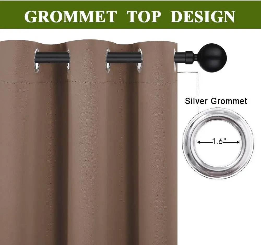 2-Piece Noise Reduction Grommet Top Room Divider Curtain