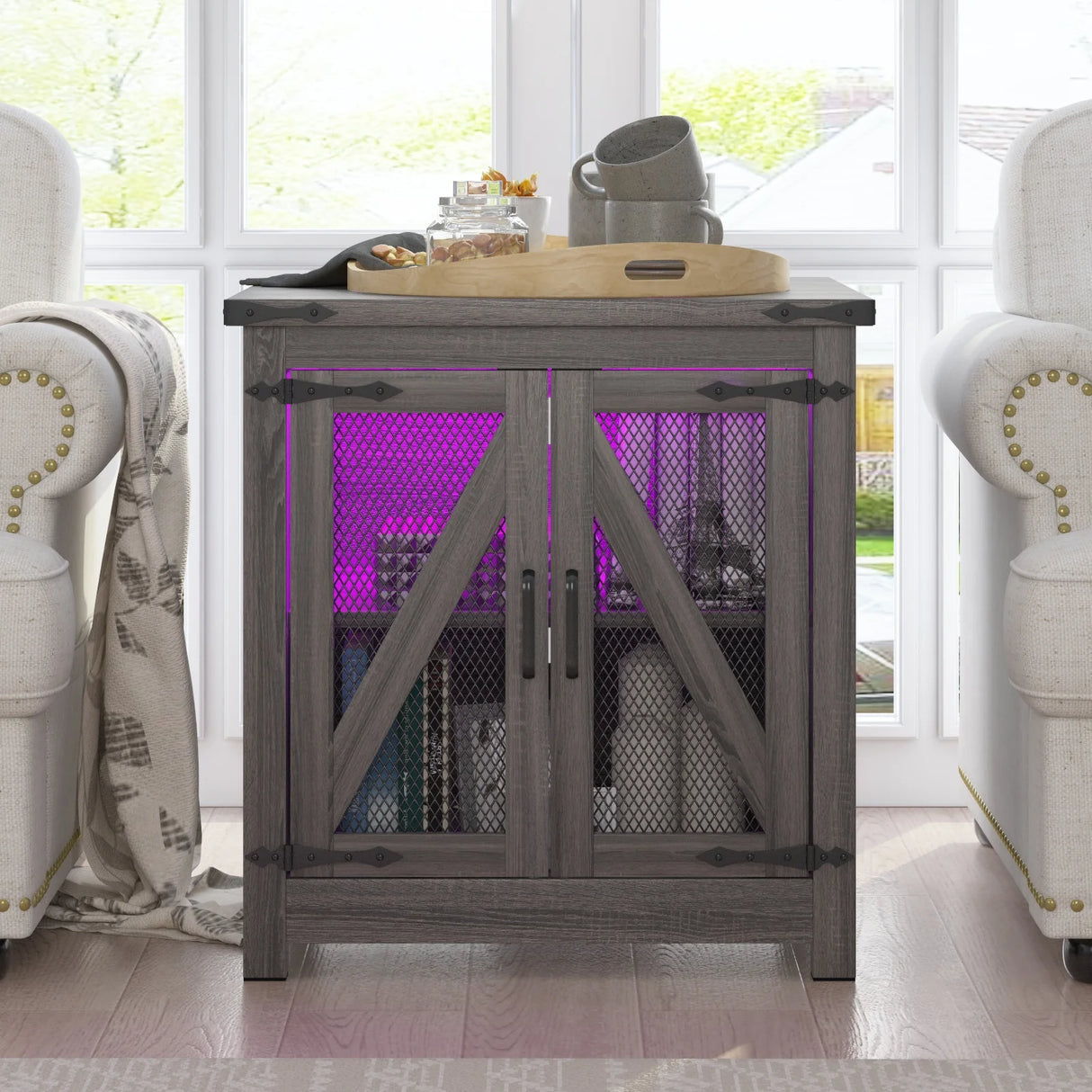 24-Inch Farmhouse Industrial End Table With Charging Station