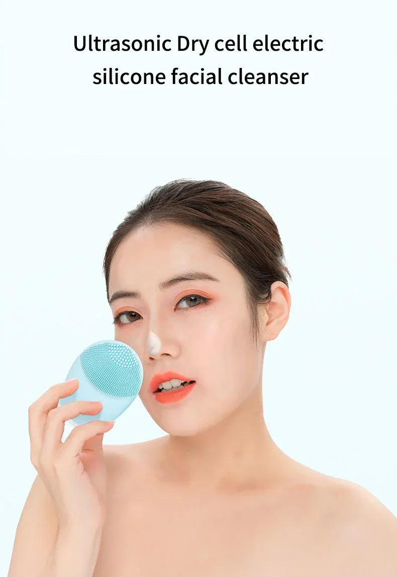 Silicone Electric Facial Cleanser Ultrasonic Massager Brush - Omega Lifestyles