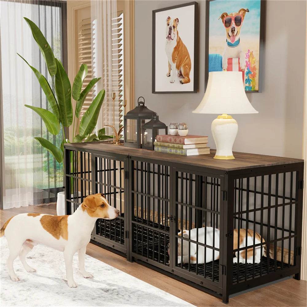 Multifunctional Wooden Dog Crate With Removable Tray - Omega Lifestyles