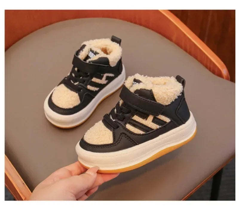 Children Plush Anti-Skid Cotton Leather Winter Sneakers - Omega Lifestyles