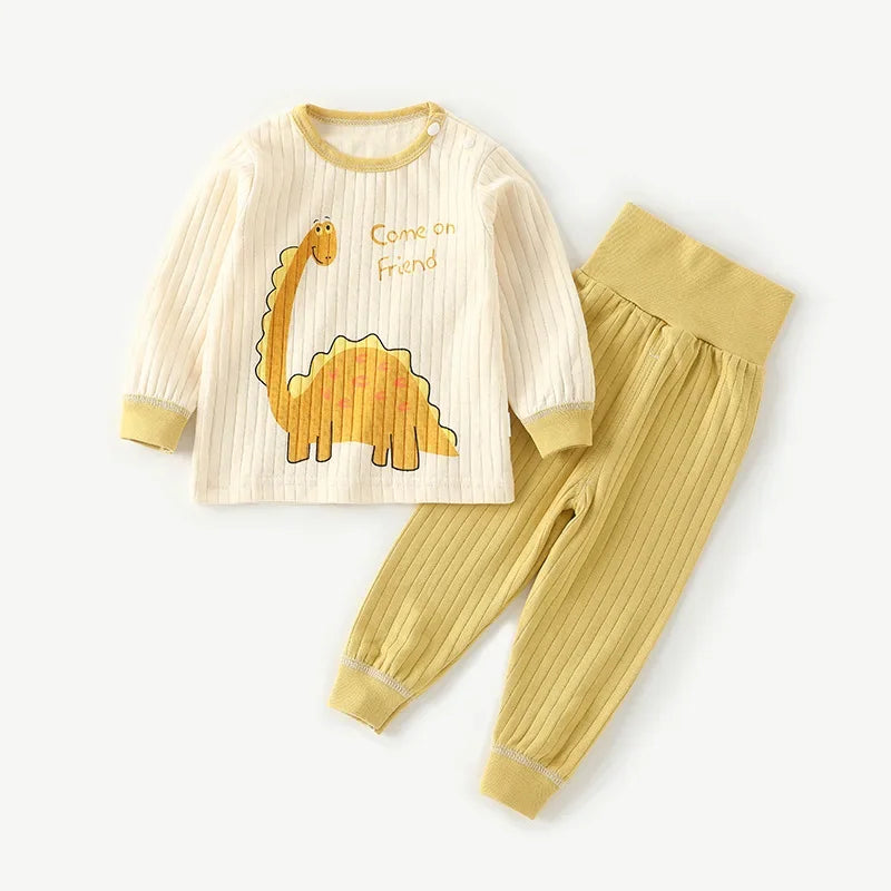 Children Cotton Animal Print Long Sleeve Pajama Set