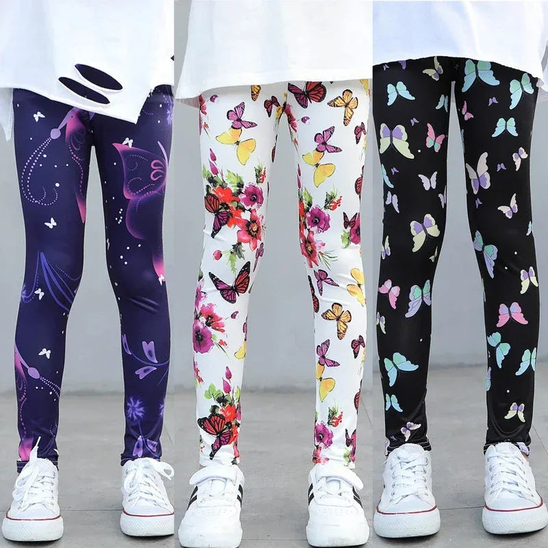Girls Printed Cotton Polyester Stretch Leggings - Omega Lifestyles