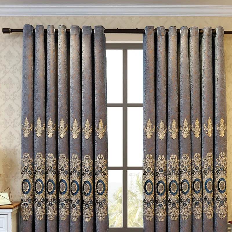 2-Piece High-Shading Embroidered Blackout Curtain Panels