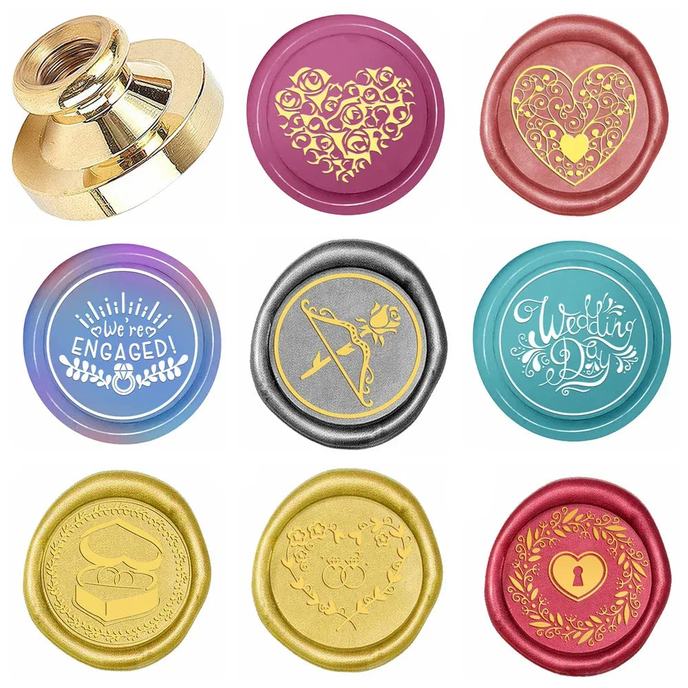 Wedding Heart Pattern Removable Brass Wax Seal Stamp - Omega Lifestyles