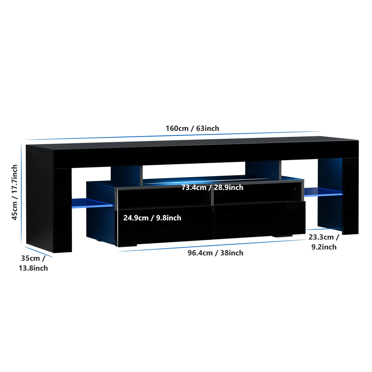 Modern 63-Inch Wooden TV Stand With RGB LED Lights
