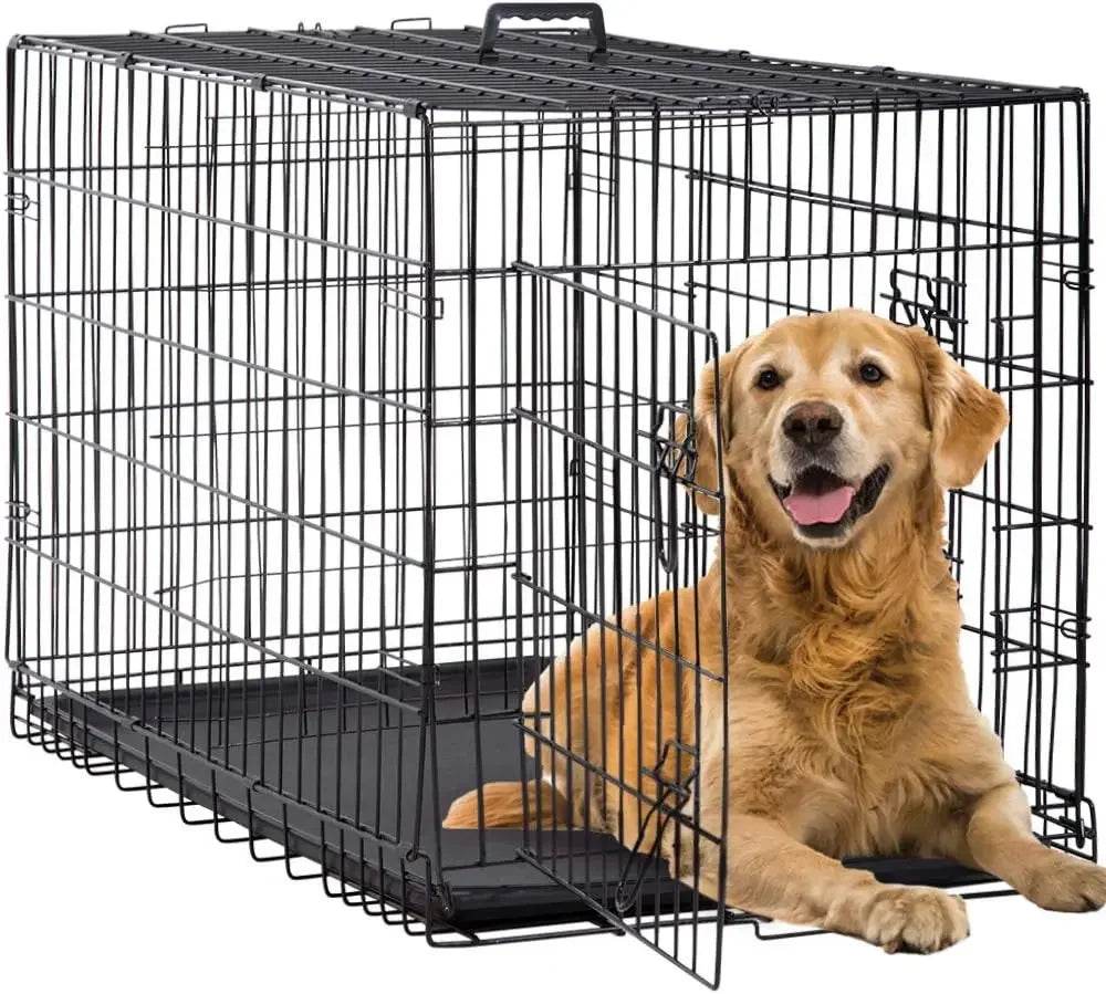 42-Inch Folding Heavy Duty Metal Wire Dog Crate - Sleep Galleria