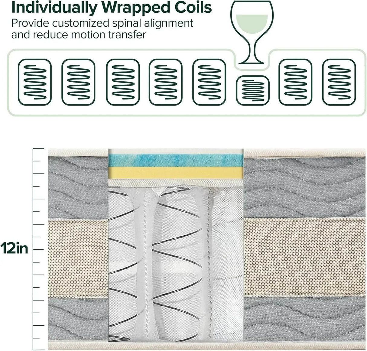 12-Inch Cooling Support Hybrid Mattress - Sleep Galleria