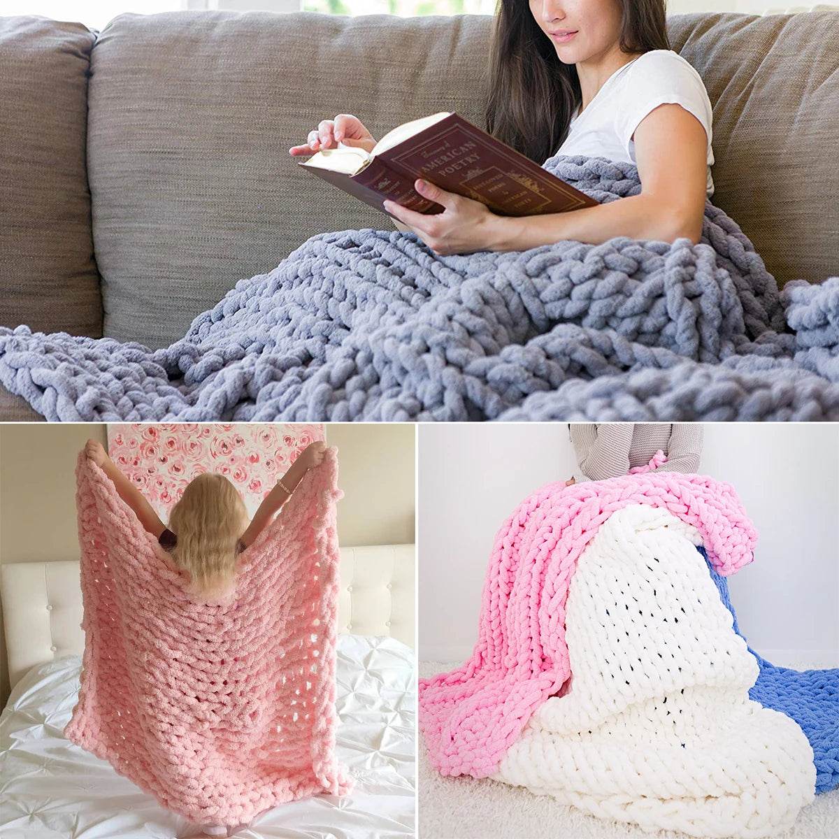 Chunky Knitted Chenille Blanket - Sleep Galleria