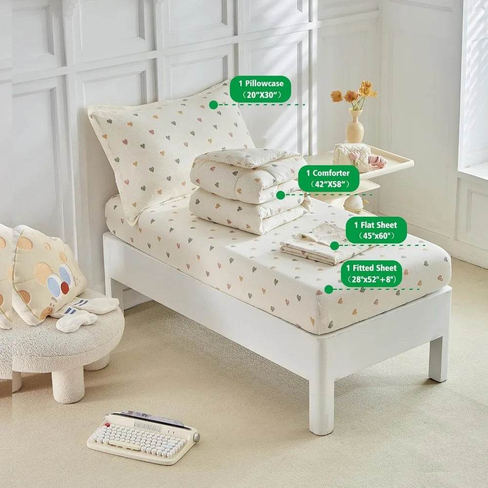 White Star Toddler Bedding Set,4 Pieces Reversible Toddler Comforter Set,Ultra Soft Crib Bed Set for Girls and Boys,Including C - Omega Lifestyles