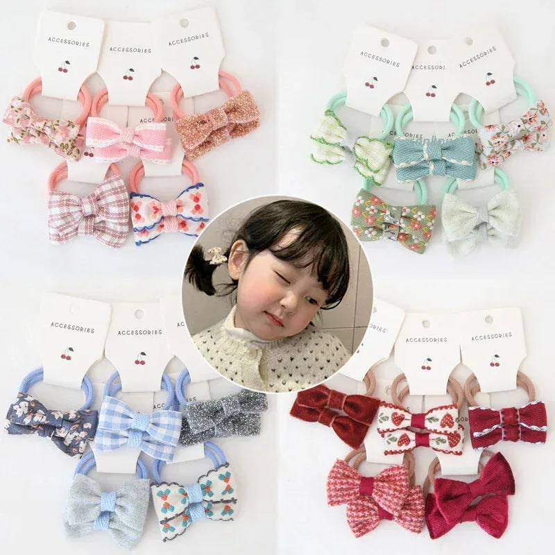 Set Of 10 Floral Bow Elastic Baby Hair Bands - Omega Lifestyles
