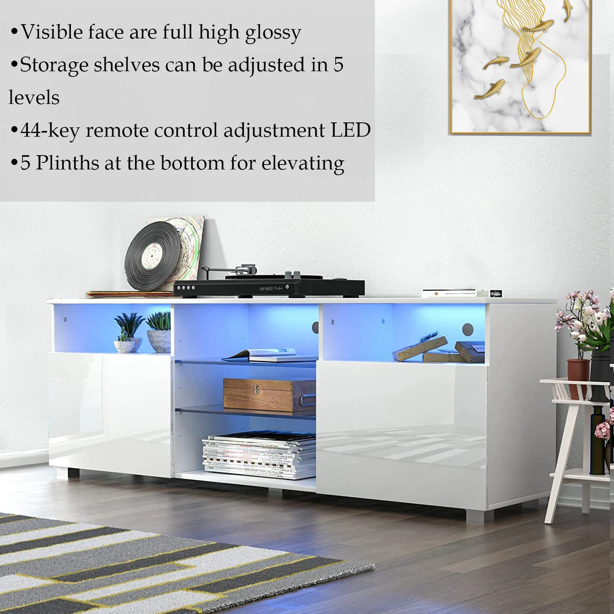 Modern High Gloss LED TV Stand With Storage Cabinet