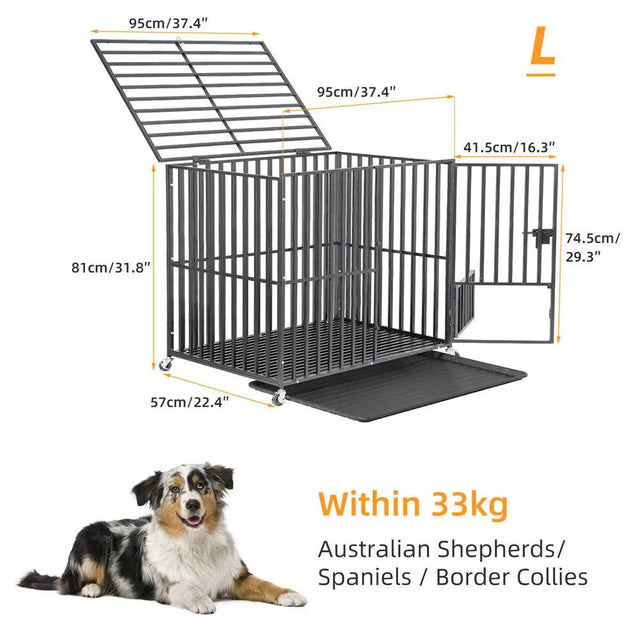 Heavy Duty Chew-Resistant Iron Dog Crate With Wheels - Omega Lifestyles