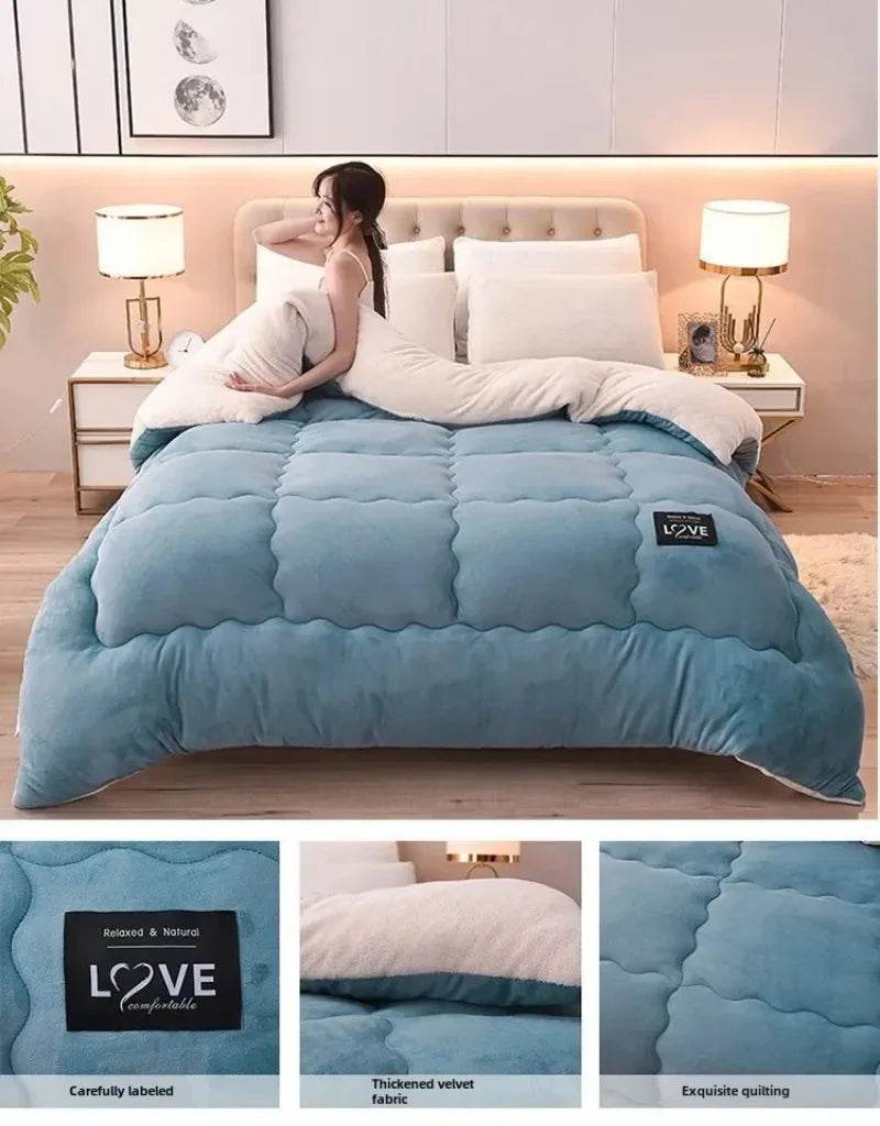 Soft Lamb Velvet Warm Winter Quilt Blanket - Sleep Galleria