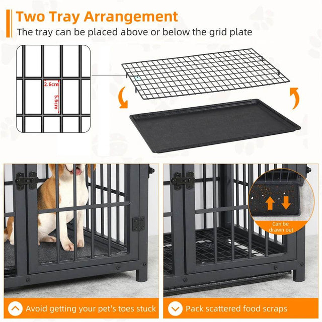 Multifunctional Wooden Dog Crate With Removable Tray - Omega Lifestyles