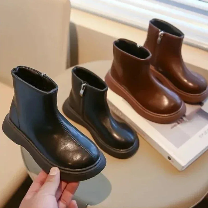 Children's Waterproof Leather Anti-Slippery Ankle Boots - Omega Lifestyles
