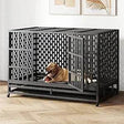 Heavy Duty 48-Inch Alloy Steel Dog Crate With Wheels - Sleep Galleria
