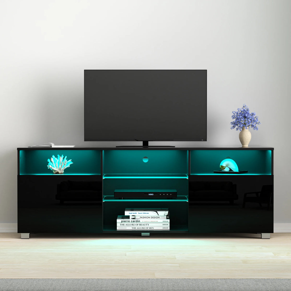 Modern High Gloss LED TV Stand With Storage Cabinet