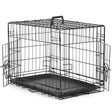 Foldable Double Door Metal Wire Dog Crate With Leak-Proof Tray - Sleep Galleria