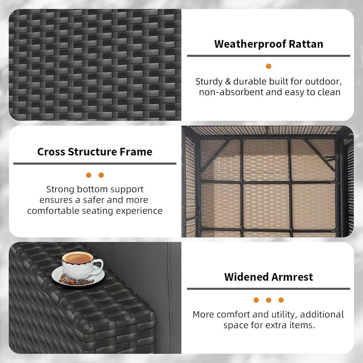 7-Piece Outdoor Rattan Wicker Sectional Sofa Set - Omega Lifestyles