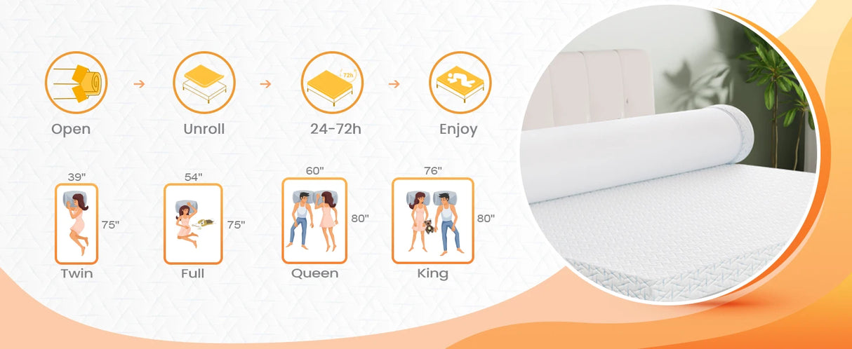 Extra Firm 3-Inch Cool Gel Memory Foam Twin Mattress Topper