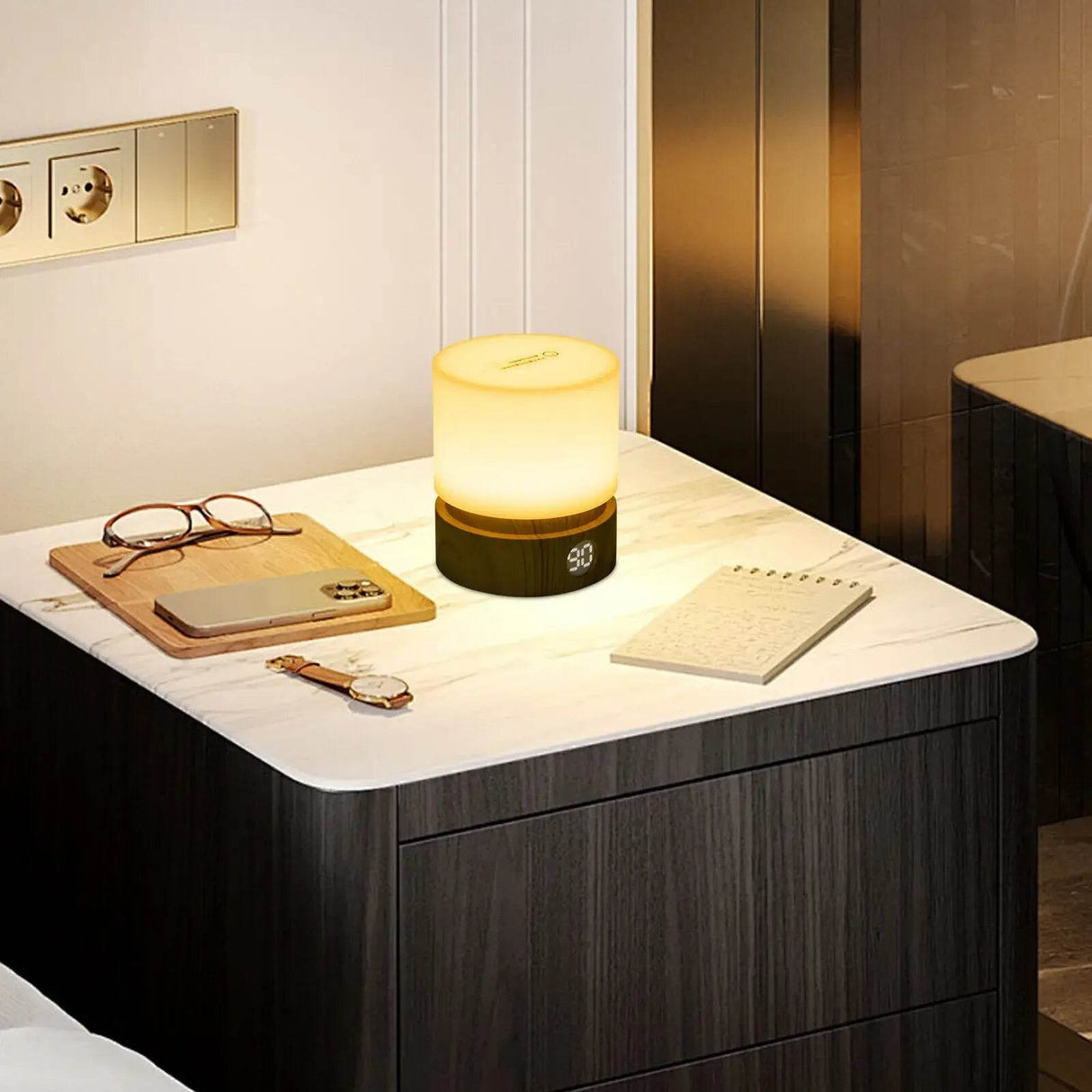 Soft Glow LED Cylindrical Bedside Night Light