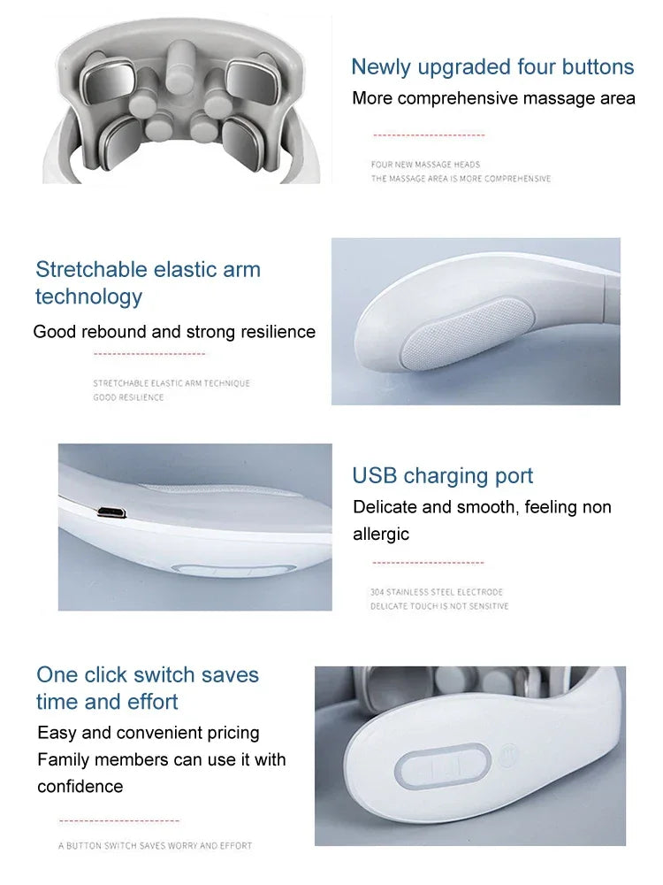 Composite Material Four-Head Neck Heating Vibration Massager - Omega Lifestyles