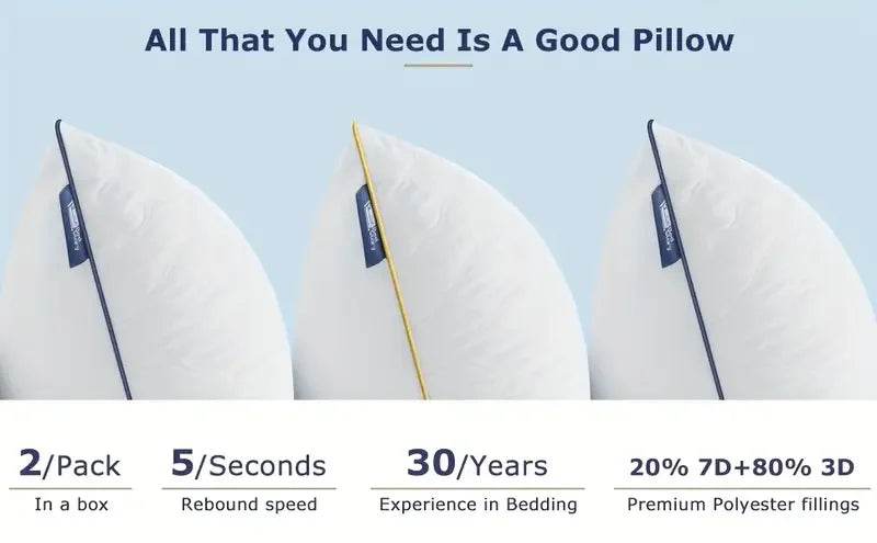 Set of 2 Soft Hypoallergenic Neck Pillows - Sleep Galleria