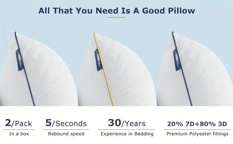 Set Of 2 Soft Hypoallergenic Neck Support Pillows Standard Queen