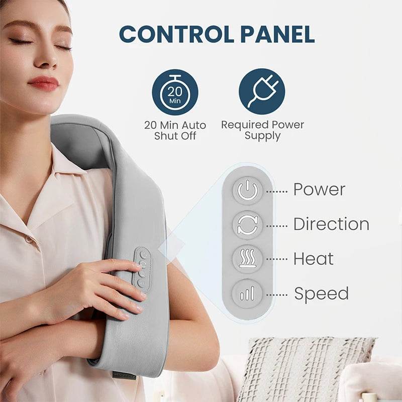 Shiatsu Heated Deep Kneading Neck And Shoulder Massager - Sleep Galleria