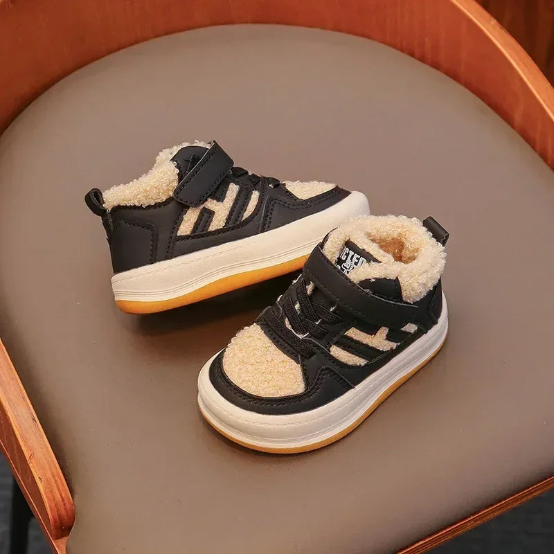 Children Plush Anti-Skid Cotton Leather Winter Sneakers - Omega Lifestyles